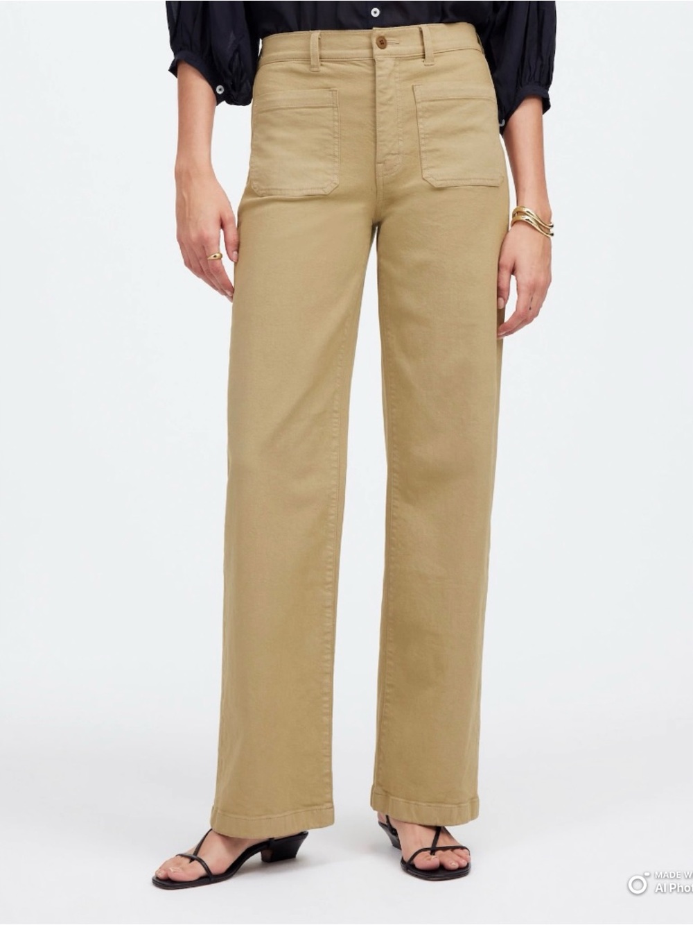 Madewell Emmett Wide Leg Pant Patch Pocket Edition in Heritage Khaki Size 26 NWT